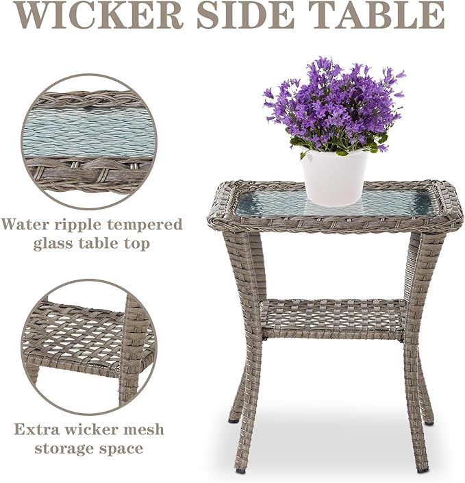 Belord 6 Pieces Wicker Patio Furniture Set with Patio Rocking Chairs, High Back Patio Conversation Set Outdoor Loveseat Glider with Ottoman and Rattan Side Table for Deck Sunroom Backyard