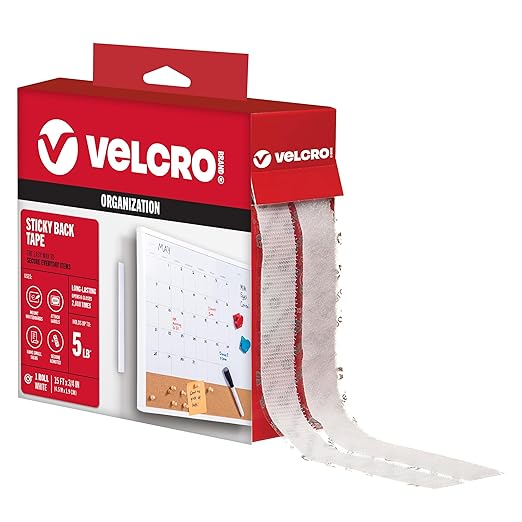 VELCRO Brand - Sticky Back Hook and Loop Fasteners| General Purpose Peel & Stick | Perfect for Home or Office | 15ft x 3/4in Roll | White