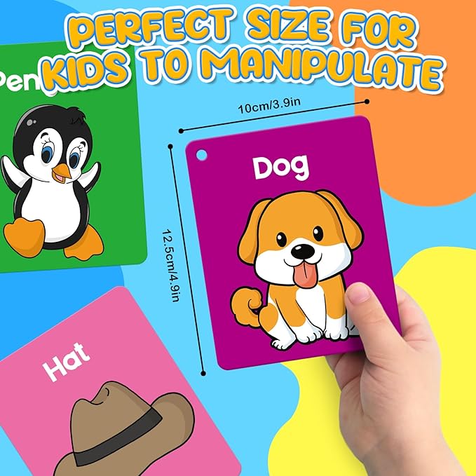 Toddler Flash Cards Baby Cognitive Flashcards for Kids, Alphabet, Animals, Numbers, Shapes Colors, First Words, Body Parts, Foods, Educational Toys Preschool Kindergarten Learning Activities