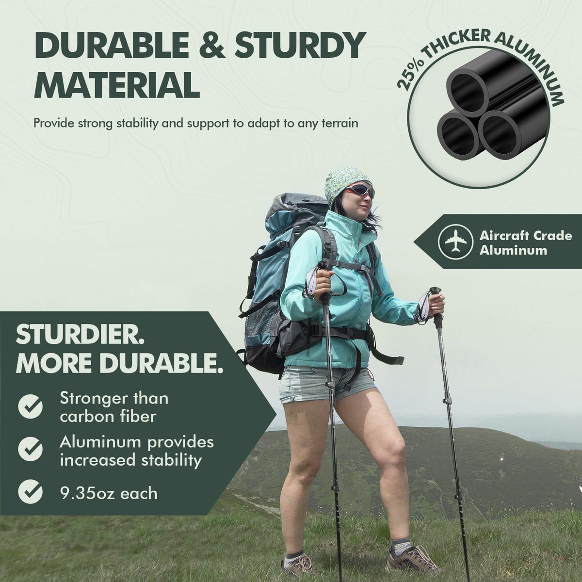 KINGGEAR Trekking Poles - 7075 Aluminum
