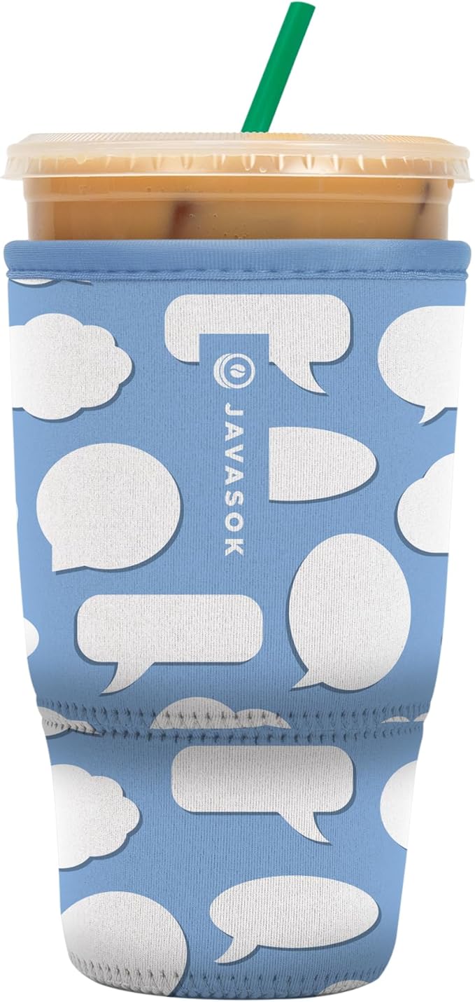 Sok It JavaSok Iced Coffee & Cold Soda Insulated Neoprene Cup Sleeve (Big Ideas, Large: 30-32oz)