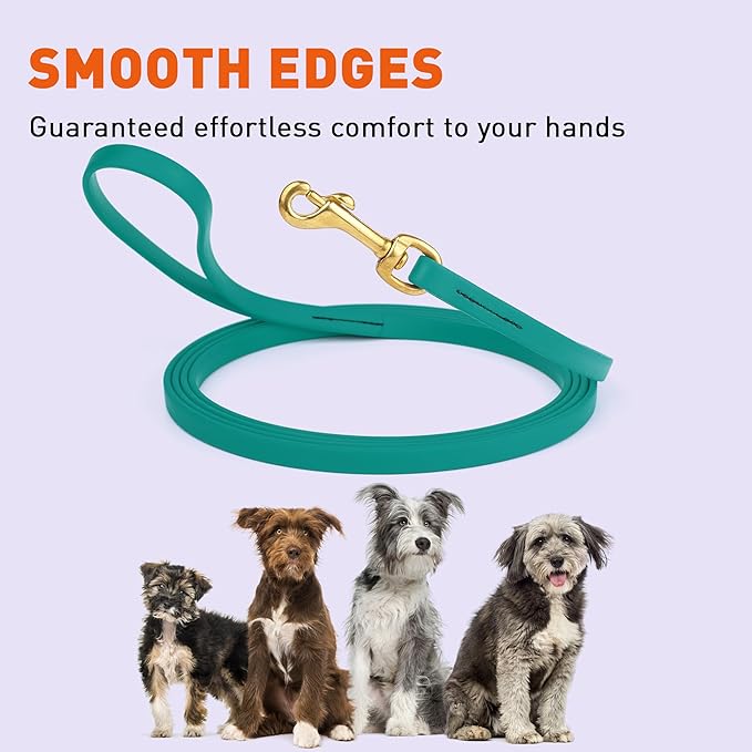 Viper Biothane K9 Working Dog Leash Waterproof Lead for Tracking Training Schutzhund Odor-Proof Long Line with Solid Brass Snap for Puppy Medium and Large Dogs, 33ft Blue Aqua