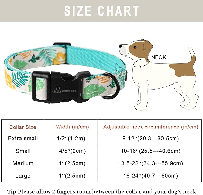 ARING PET Summer Dog Collar-Cute Dog Collar for Small Dogs, Adjustable Comfortable Cotton Dog Collars for Small Medium Large Dogs, X-Small
