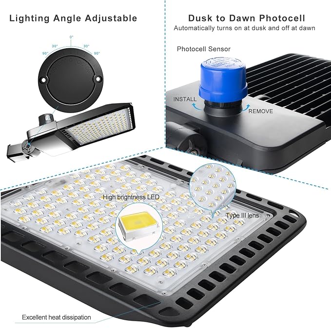 Lightdot 600W Parking Lot Lighting 90000LM 5000K LED Pole Lights Outdoor with Dusk to Dawn IP65 LED Parking Lot Lights Outdoor for Street Yard,Driveway,Stadium,Roadway-2Pack 7Yrs Warranty