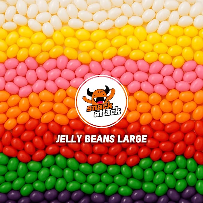 Snack Attack Large Jelly Beans ??Assorted Retro Flavors ??Resealable Bulk 2lb Bag, Gluten-Free & Peanut-Free, Old-Fashioned Chewy Treat for Parties, Office Snacks & Easter Baskets