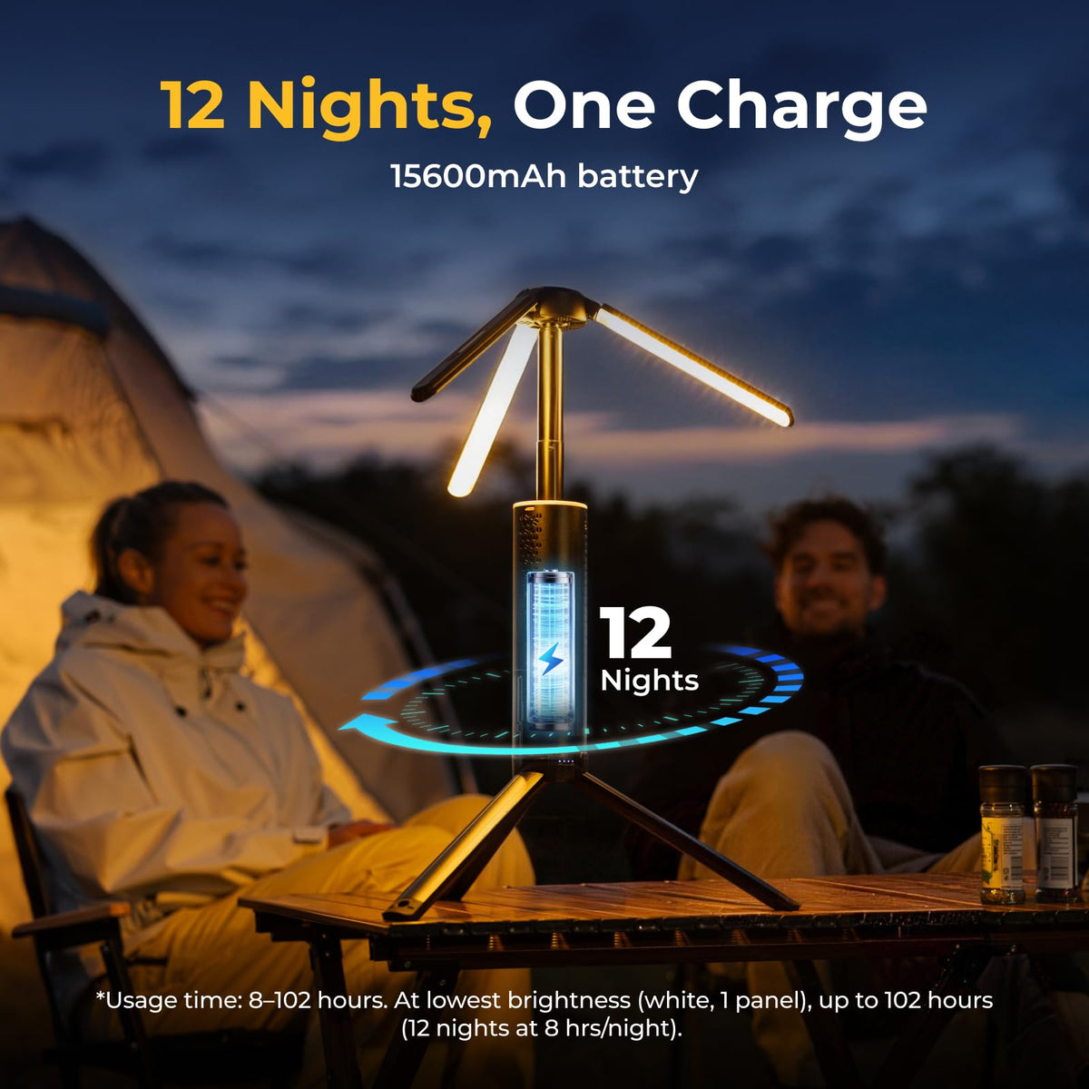 BougeRV Rechargeable Camping Lantern | 15,600mAh, Black
