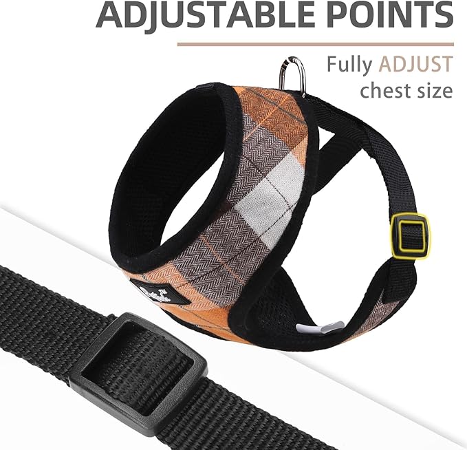 PUPTECK Soft Mesh Dog Harness and Leash Set Pet Puppy Cat Comfort Padded Vest No Pull Harnesses, Orange, S