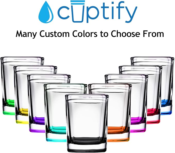 Personalized Shot Glasses Set of 6 Initial and Name 2oz Purple Bottom Etched Square Shot Glass Engraved with Custom Text Birthday Gift for Men and Women