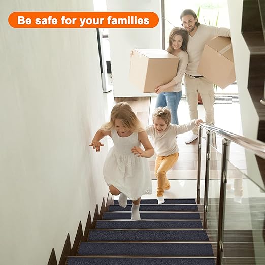 Qingluan Non-Slip Carpet Stair Treads, 10 Count, 24" x 4", Non-Skid Self Adhesive Tape for Indoor & Outdoor Steps, Staircases, Safety for Kids, Elders and Pets