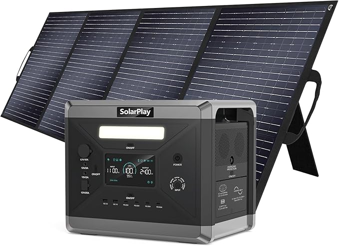 SolarPlay Q2501 Solar Generator with 400W Solar Panel, 2400W/2160Wh Large Capacity Portable Power Station, 4 AC Outlets (4800W Peak), Emergency Power Station for Home, Camping, Outdoor Battery Backup