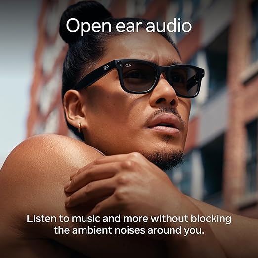 Ray-Ban Meta (Gen 1), Skyler, Shiny Black | Smart AI Glasses for Men, Women — 12 MP Ultra-Wide Camera, Open-Ear Speakers for Audio, Video Recording and Bluetooth — Clear Lenses — Wearable Technology