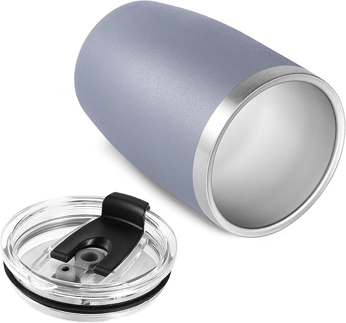 VEGOND Stainless Steel 12 oz Tumblers bulk Vacuum Insulated Double Wall Travel Tumbler with Lid and Straw Reusable Tumbler, Grey 1 Pack