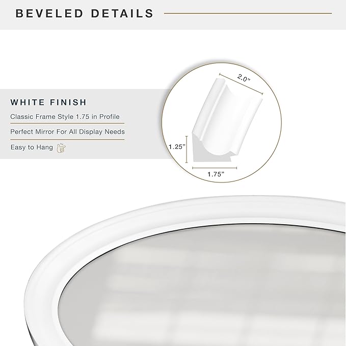 MCS 21x31 Large Wall Mirror, Classic White Oval Mirror, Vertical & Horizontal Wall Hanging Mirror for Bathroom, Bedroom & Livingroom