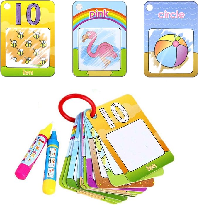 Coolplay Water Coloring Cards Learning Number Shape Color Toddler Girl Toy Water Paint Cards Airplane Activities for Kids Toy