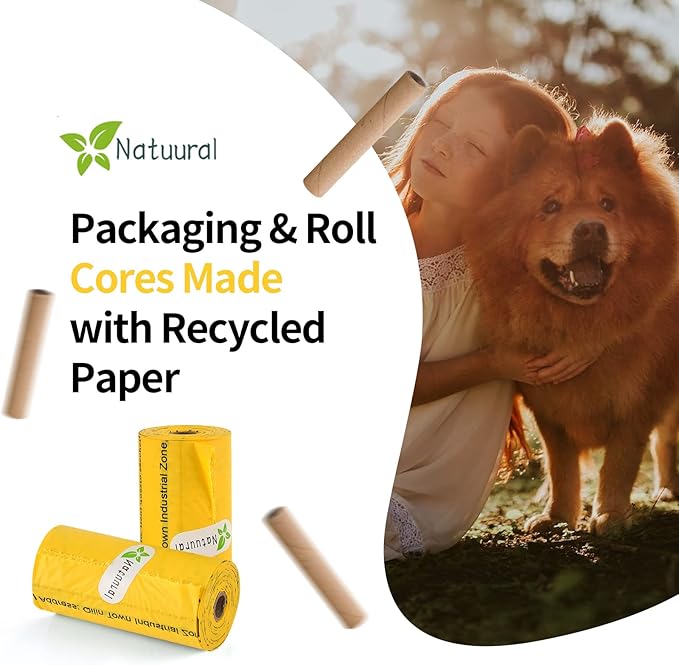 Dog Poop Bags Rolls-600 Counts, 40Rolls, Biodegradable Poop Bags Made of Cornstarch, 100% Leak Proof and Easy to Open (Yellow)