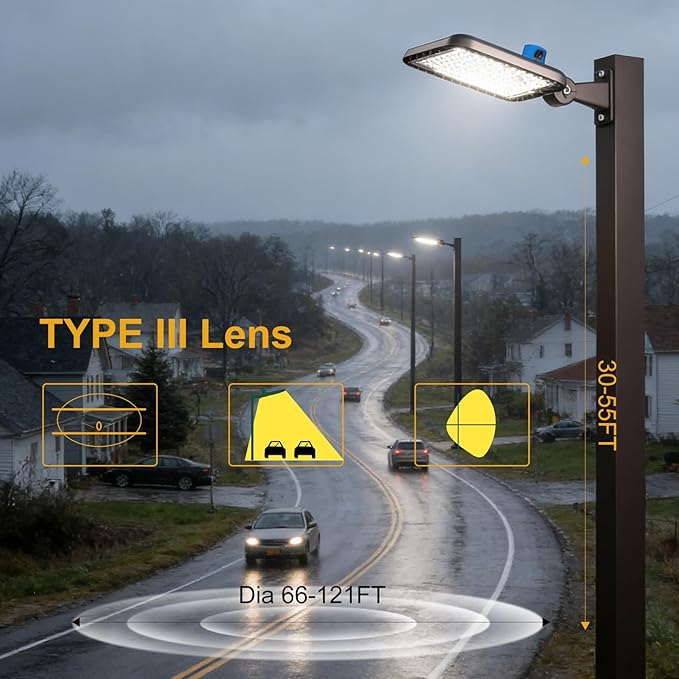 400W LED Parking Lot Lights Outdoor 60000lm(150LM/W) IP65 Commerical LED Parking Lot Lights with Smart Photocell 6KV SPD 5000K Arm Mount Flood Lighting for Parking Lot, Roadways,Stadium,Yard,-2Pack