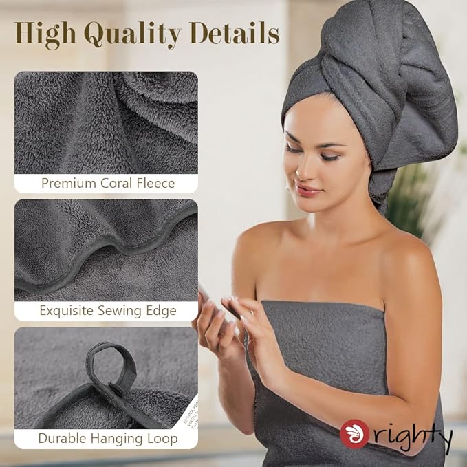 Orighty Bath Towels Pack of 2(27'' x 54'') - Soft Feel, Highly Absorbent, Quick Drying Microfiber for Body, Sport, Yoga, SPA, Fitness - Grey