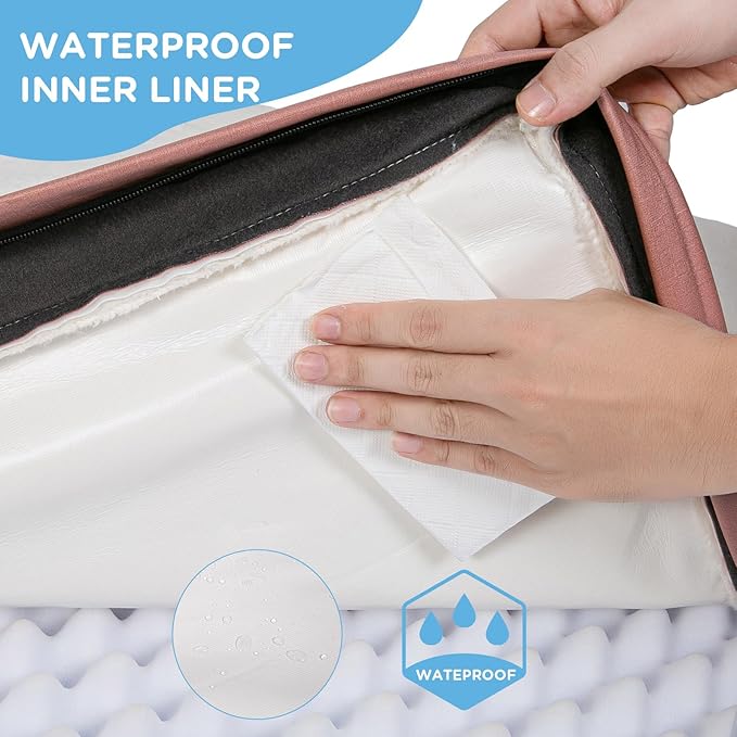 Sunheir Washable Medium Dog Bed Covers Soft Plush Replacement, Waterproof Dog Bed Liner, Pet Bed Cover with Zipper 30x20x3 Inches, Pink, Cover Only
