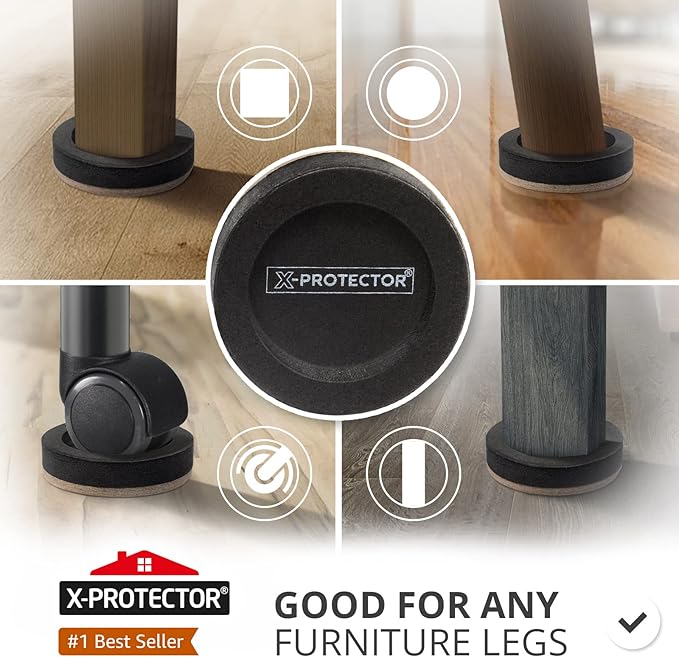 Felt Furniture Sliders for Hardwood Floors X-PROTECTOR 16 PCS 3 ½” - Furniture Slider with Unique Design - Heavy-Duty Furniture Movers for Hard Surfaces - Felt Sliders - Move Your Furniture Easily!