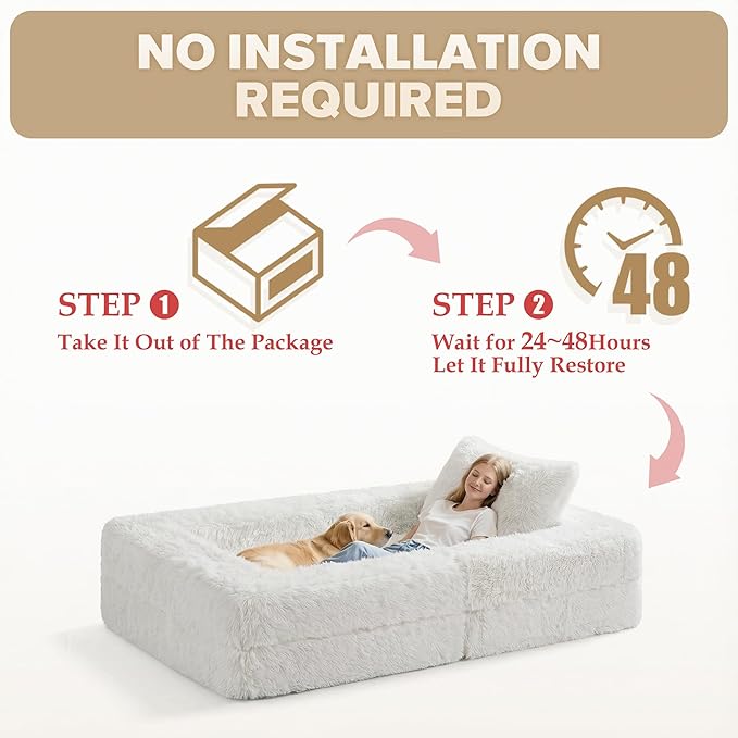 HABUTWAY Convertible Sofa Bed,3-in-1 Folding Futon Sofa Beds with Pillow, Foldable Sleeper Sofa Bed with Removable Cover,Plush Boneless Floor Chair Couch Lounge for Living Room,(Twin,White)