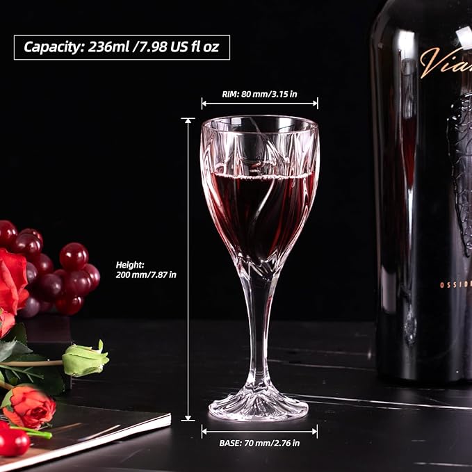 KAMMAK Wine Glasses Set of 2, 8 oz Hand Blown Crystal Bordeaux Wine Glasses, Thin Rim & Long Stem, Perfect for Red & White, Daily Use, Wedding Anniversary or Birthday Gift with Gift Box, Ocean