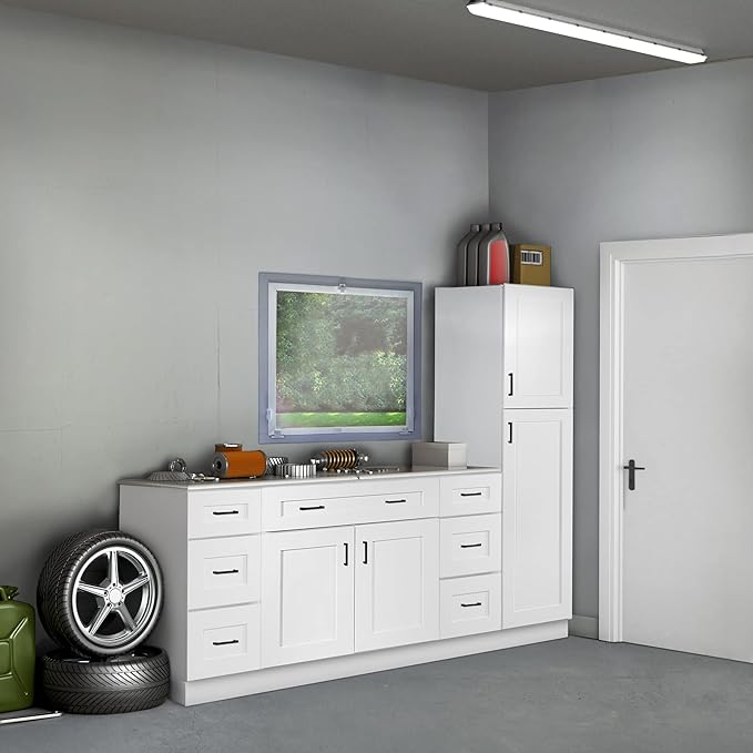 Design House Brookings Shaker Fully Assembled Wall Kitchen Cabinet W3624, 36 W x 12 D x 24 H, Painted White, Solid Wood, Design House, 613414