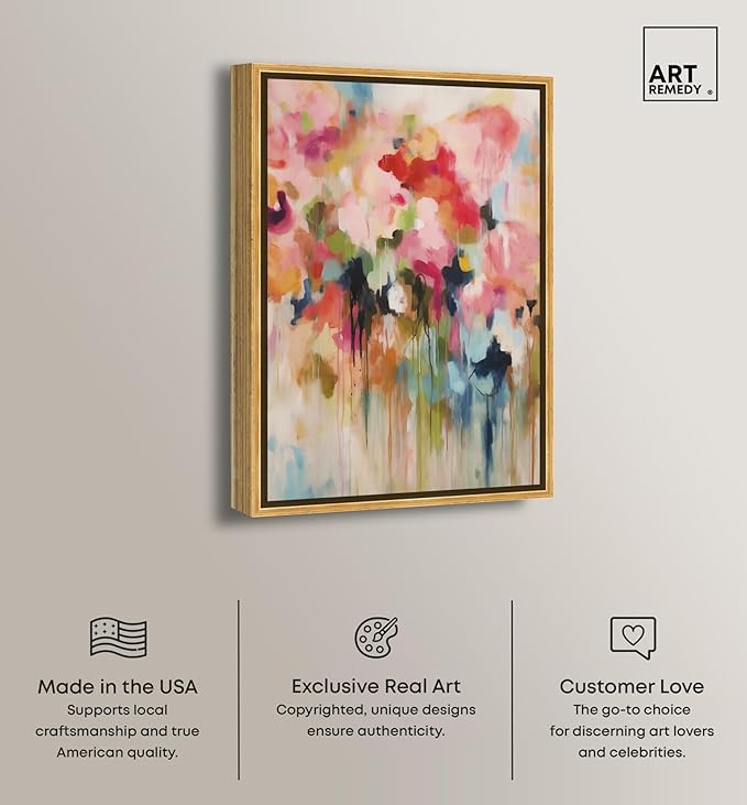 Art Remedy Soft Lush Pastel Canvas New Floral Wall Art, Gold Frame, 30" x 45"
