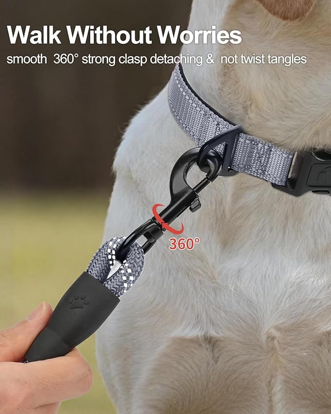 Joytale Dog Leash for Small Dogs, Heavy Duty Nylon Leashes with Comfortable Padded Handle and Highly Reflective Threads, Ideal for Walking and Training, Gray, 6'횞3/8''