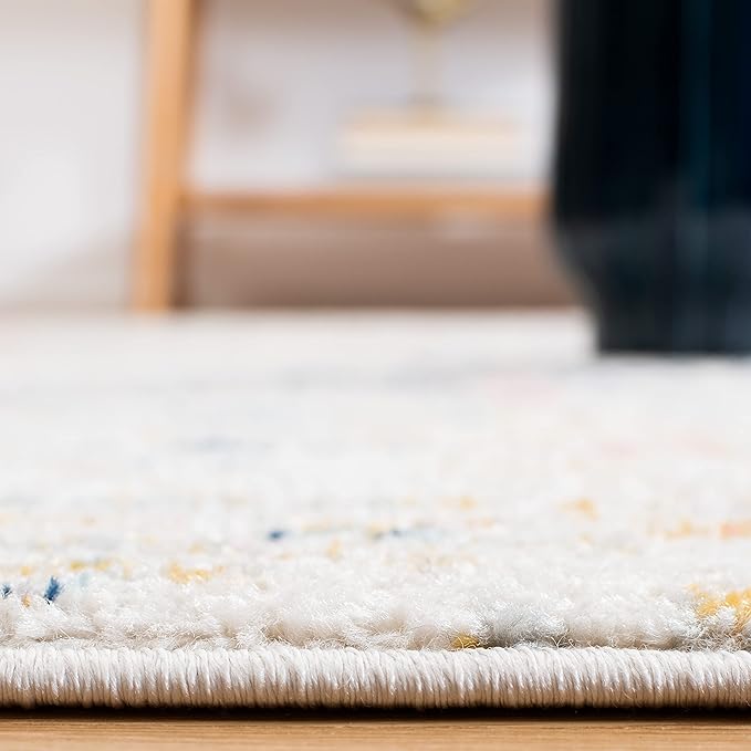 SAFAVIEH Area Rug 6x9 - Tulum Collection - Ivory & Blue, Moroccan Boho Tribal Design, Non-Shedding & Easy to Clean, Ideal for Living Room, Bedroom, Dining Space (TUL272C)
