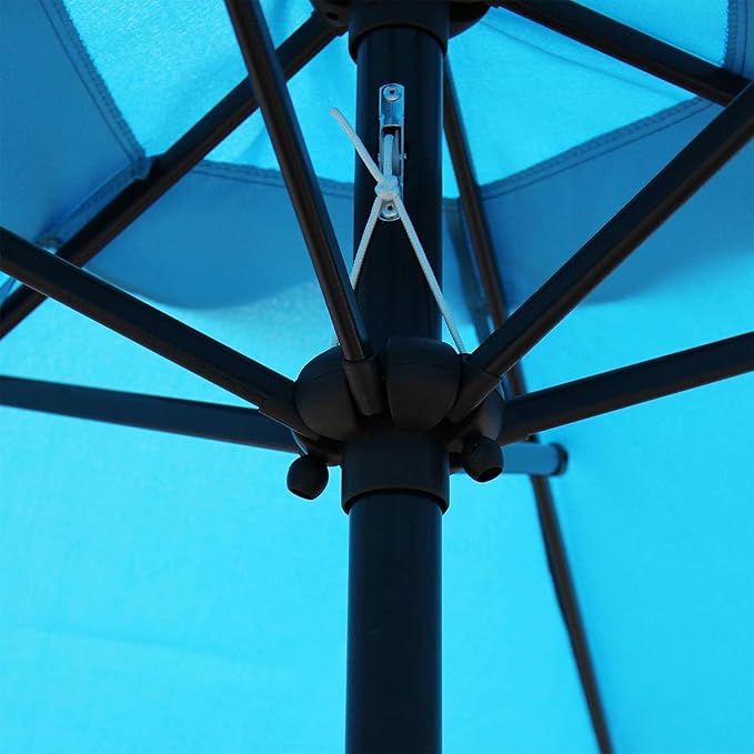 Blissun 7.5 ft Patio Umbrella, Yard Umbrella, Outdoor Market Umbrella with Push Button Tilt Crank (Light Blue)
