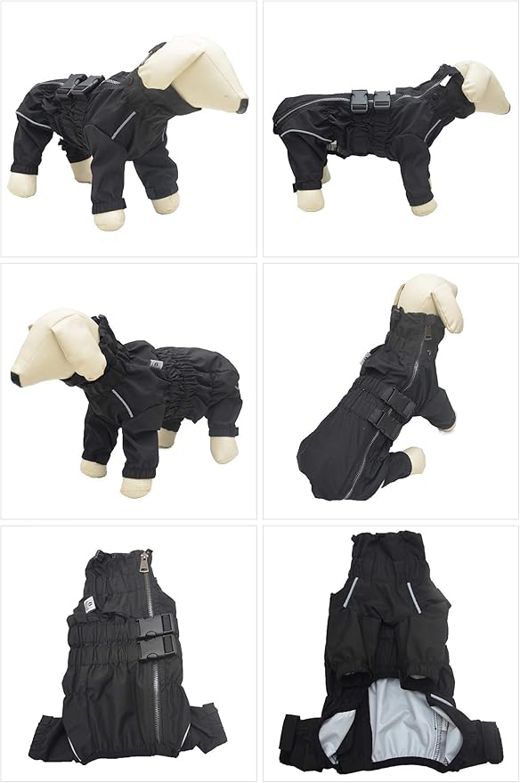 Dogs Waterproof Jacket, Lightweight Waterproof Jacket Reflective Safety Dog Raincoat Windproof Snow-Proof Dog Vest for Small Medium Large Dogs Black M