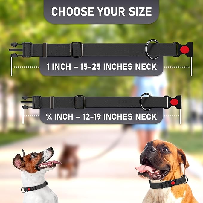 Adjustable Dog Collar with QR Code Dog Tag ID Attached - Made in USA - Honeycomb Waterproof Heavy Duty Dog Collar with Safe Lock Buckle - Odor Proof Pet Collar for Dogs with Strong Zinc D Ring