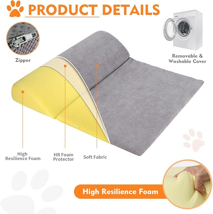 Dog Bolster Pillow with High Resilience Foam, Headrest for Medium Small Dogs, Benefit for Cervical Vertebra and Neck, Easy to Carry, Machine Washable Cover竊낰asy to Clean