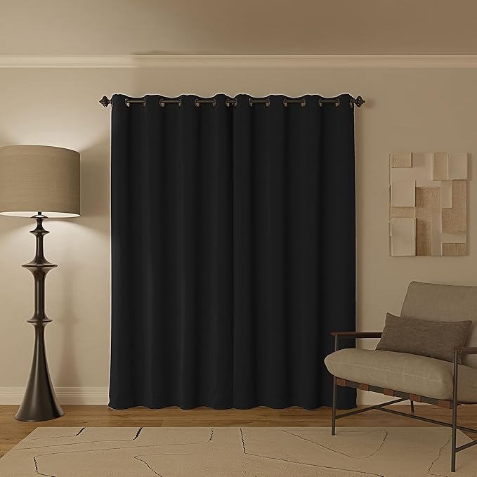 Sun Zero Nordic 2-Pack Theater Grade Noise Reducing Extreme 100% Blackout Grommet Curtain Panel Pair, 52" x 108, Coal Gray