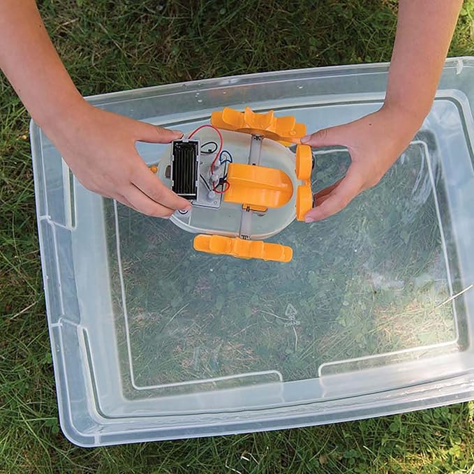 4M: Green Science: Aqua Robot - DIY Water Swimming Fish Toy Robot, Solar & Battery Hybrid Power, STEM Building Craft & Activity Set, Kids Ages 5+