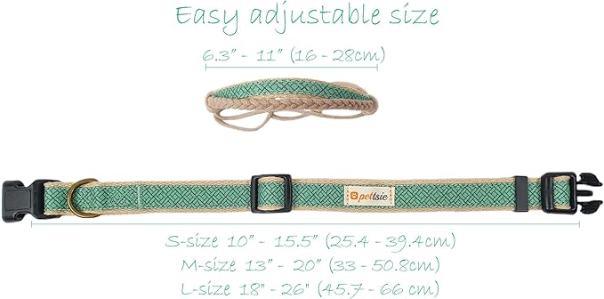 Pettsie Dog Bandana Collar with Matching Friendship Bracelet – Adjustable, Durable Hemp & Soft Cotton, Stylish & Comfortable Pet Bandana, Designed for Dog Lovers, Large, Green