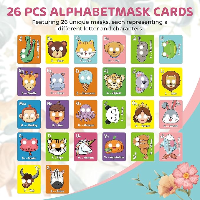 Alphabet Flash Cards,Giant ABC Animal Flash Cards for Toddler 3-5,26 Lowercase and Uppercase Letter Cards,Educational Learning Games for Kids,Preschool Kindergarten Toys