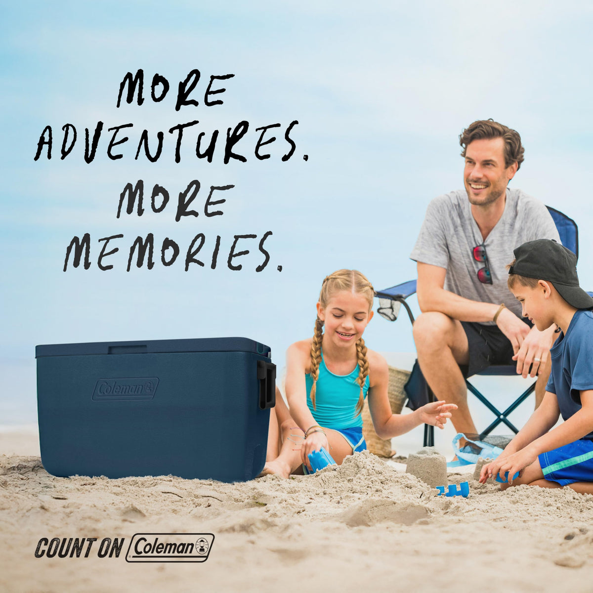 Coleman Chiller 48qt Portable Cooler with Ice Retention and 2-Way Heavy Duty Handles, Leak Resistant, Great for Camping, Concerts, Sports, and More, Sapphire