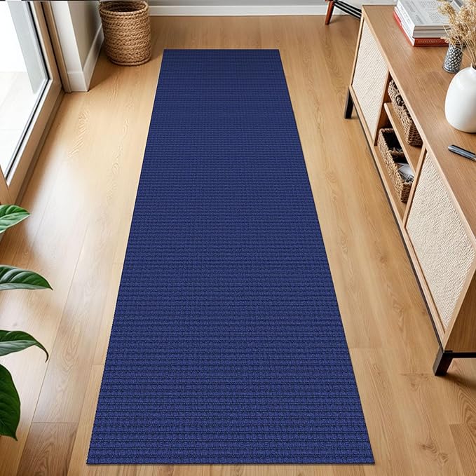 KOZYFLY Runners for Hallways 2x7 ft Washable Kitchen Runner Non Slip Rubber Backed Hall Runners Cotton Entryway Runner Rugs Floor Carpet for Indoor Backdoor Bedroom Kitchen, Royal Blue/Navy