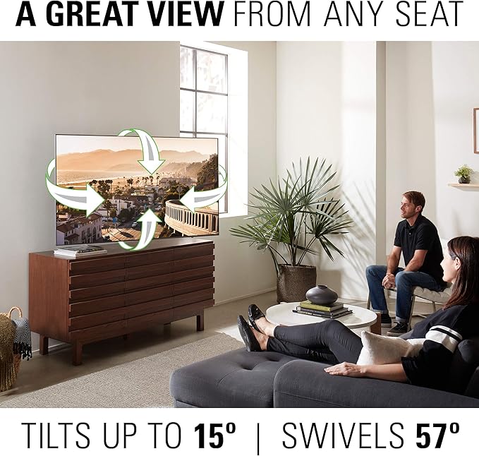SANUS Full Motion TV Wall Mount for 42” to 90” TVs up to 125lbs – Extend, Swivel, Tilting TV Mount - Easy 3 Step DIY Install w/ Included Hardware - Black Finish