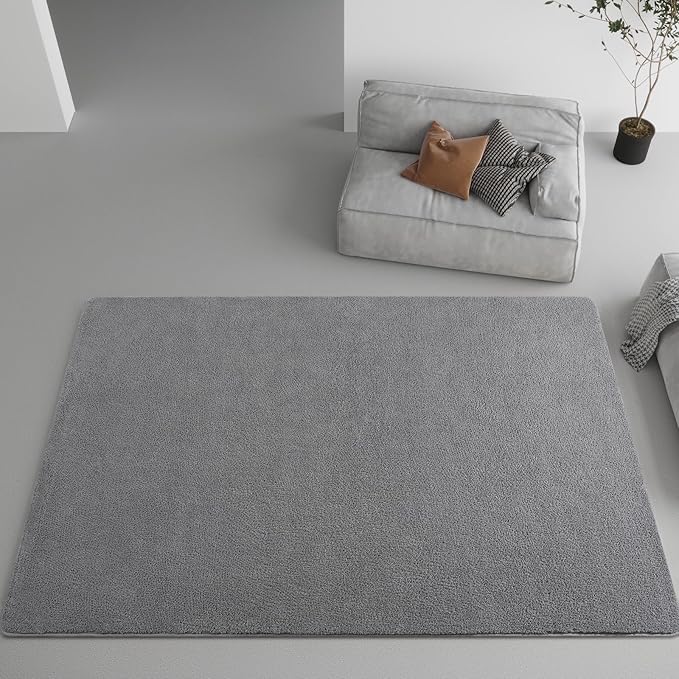 DweIke 4x6 Grey Area Rugs for Bedroom, Super Soft Living Room Rug, Thickened Memory-Foam Throw Carpet, Non-Slip and Washable Carpets for Kids Boys Girls Room Dorm Nursery Home Decor