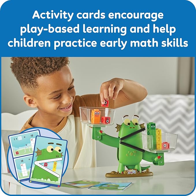 hand2mind Numberblocks Blockzee Balance Activity Set, ﻿61 MathLink Cubes, Balance Scale, Educational Math Manipulatives, Numbers for Toddlers, Preschool Learning Activities, Birthday Gifts for Kids