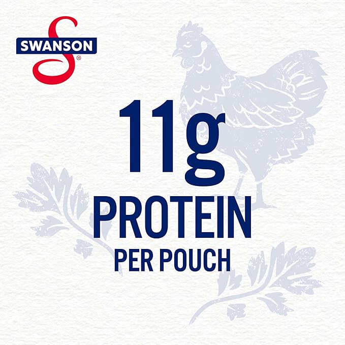 Swanson Garlic and Herbs White Chunk Fully Cooked Chicken, Ready to Eat, Simple On-the-Go Meals, 2.6 OZ Pouch