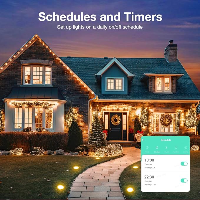 GHome Smart Outdoor Smart Plug, Smart Home Wi-Fi Outlet with 2 Sockets, IP64 Weather Resistance, Compatible with Alexa, Google Home & SmartThings, No Hub Required