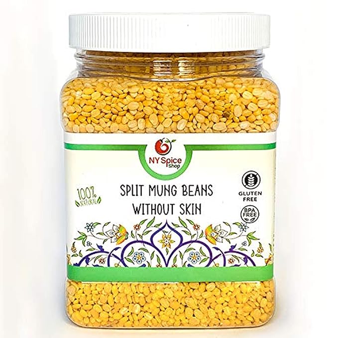 NY SPICE SHOP Split Mung Beans ??1.5 Pound Yellow Mung lentils ??Split Mung Dal (without Skin) ??Moong Dal Beans ??Protein & Fiber Rich lentils - Best for Cooking & kitchar