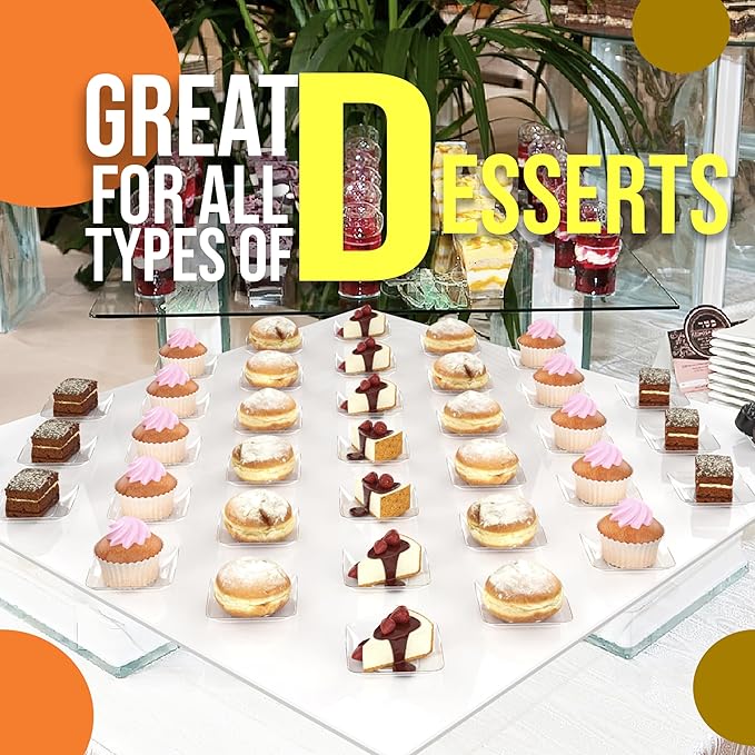 Exquisite Tiny Mini Dessert Plates - 240 Pack 2.4 In. x 2.4 In. Clear Disposable Appetizer Plates - Small Plastic BPA Free for Weddings