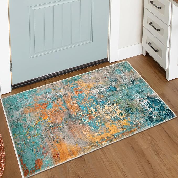 Lahome 2x3 Rugs for Entryway Indoor Entrance, Small Kitchen Rug Non Slip Washable Front Door Mat, Soft Doormat Stain Resistant Throw Carpet for Bathroom Bedroom Modern Colorful