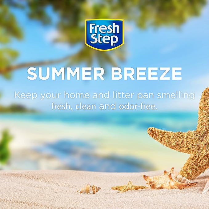 Fresh Step Cat Litter Crystals in Tropical Summer Breeze Scent - Cat Litter Box Deodorizer - Combats Odors and Neutralizes Smells to Keep Your Home Clean, 15 Ounce - 3 Pack