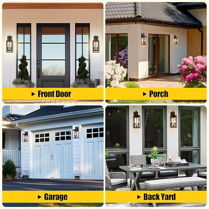 18'' Large Dusk to Dawn Outdoor Lighting, Exterior Sensor Outdoor Wall Lights, Industrial Front Porch Light with Clear Glass, Waterproof Oil Rubbed Bronze Anti-Rust Outdoor Lights for House Garage