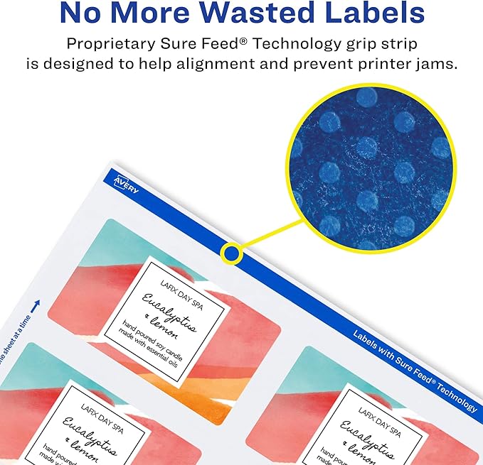 Avery Matte White Rectangle Labels, Sure Feed Technology, 2" x 3", 200 Matte White Printable Labels